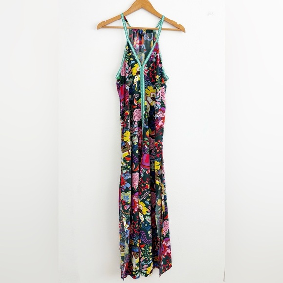 American & Beyond Boho Novelty Print Elephant Floral Coastal Maxi Dress Size M - Picture 3 of 14